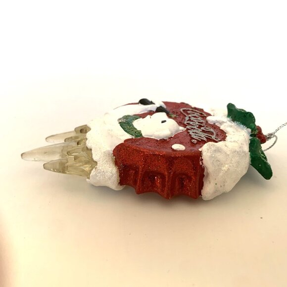 4 Coca-Cola Glitter Ornaments Diner Coke Can Bottle Cap Polar Bear Christmas Vtg - Picture 4 of 13